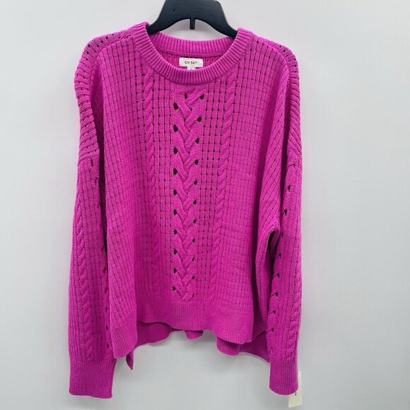 On 34th Womens Plus Size 3X Crewneck Cotton-Blend Open Knit Sweater $59 053 - Picture 3 of 8